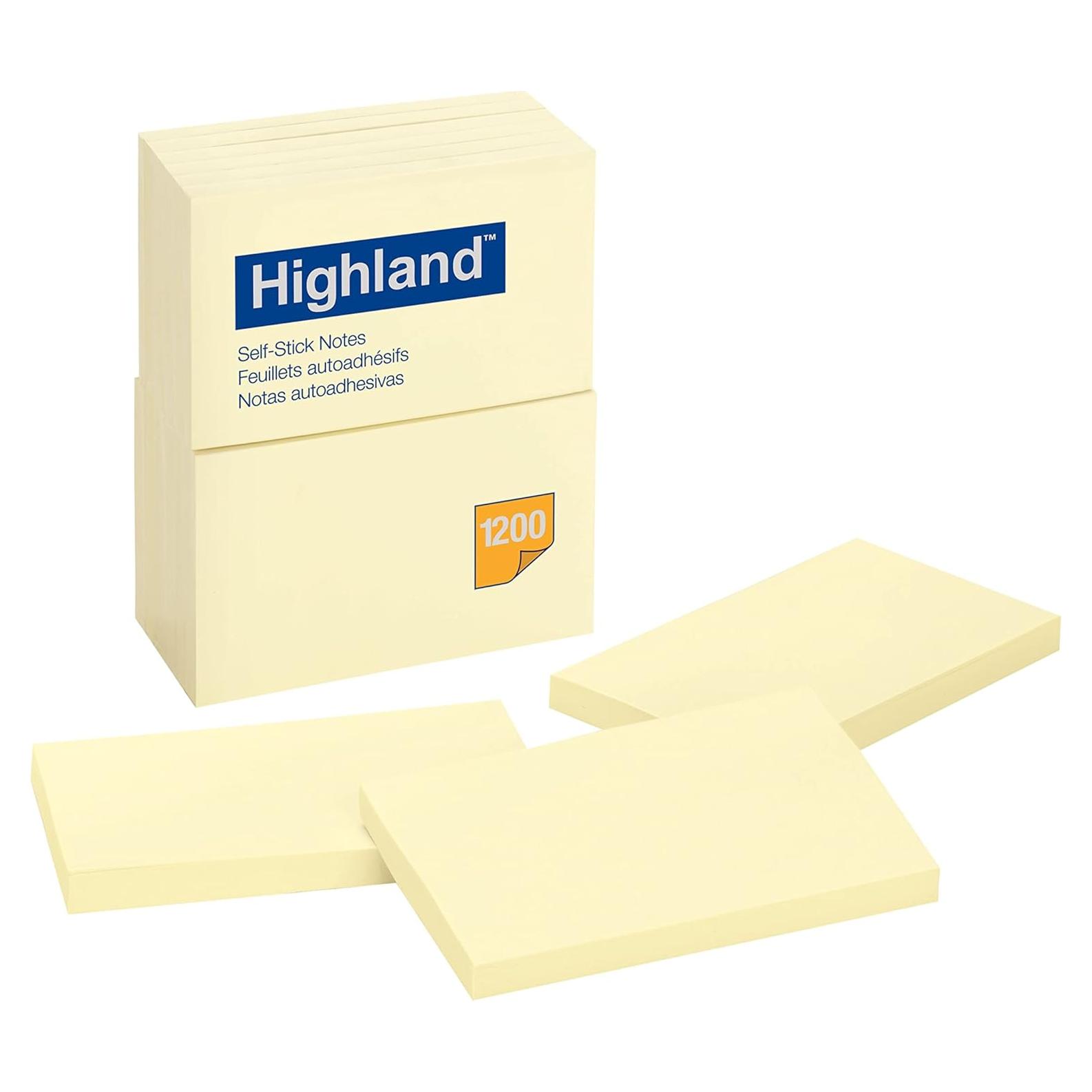 Notas Adhesivas Highland Amarillo 7.6 x 12.7 cm 12 Paquetes