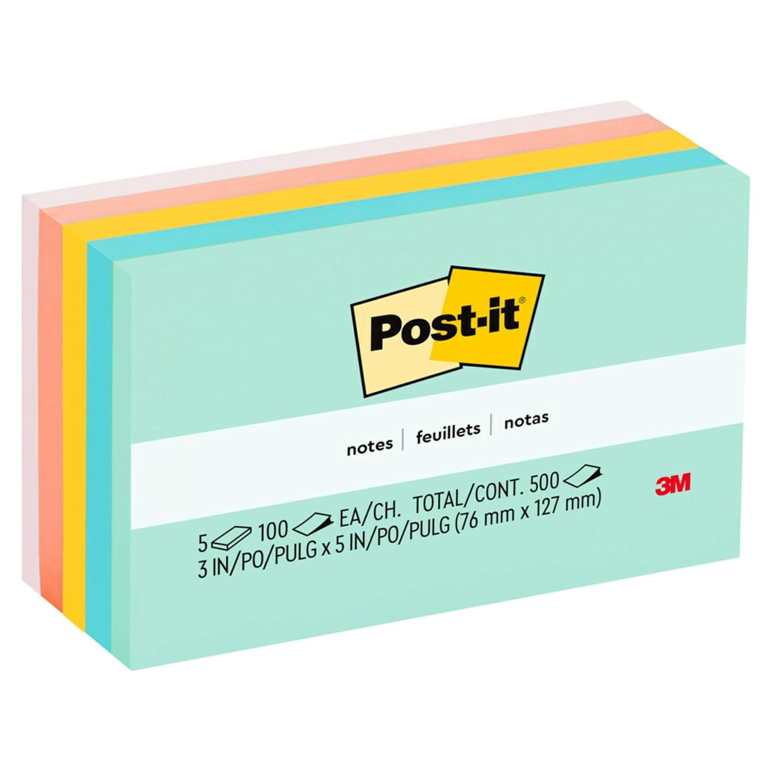 Notas Post-it 3M Colección Marsella 5 Blocs 7.62x12.7 cm