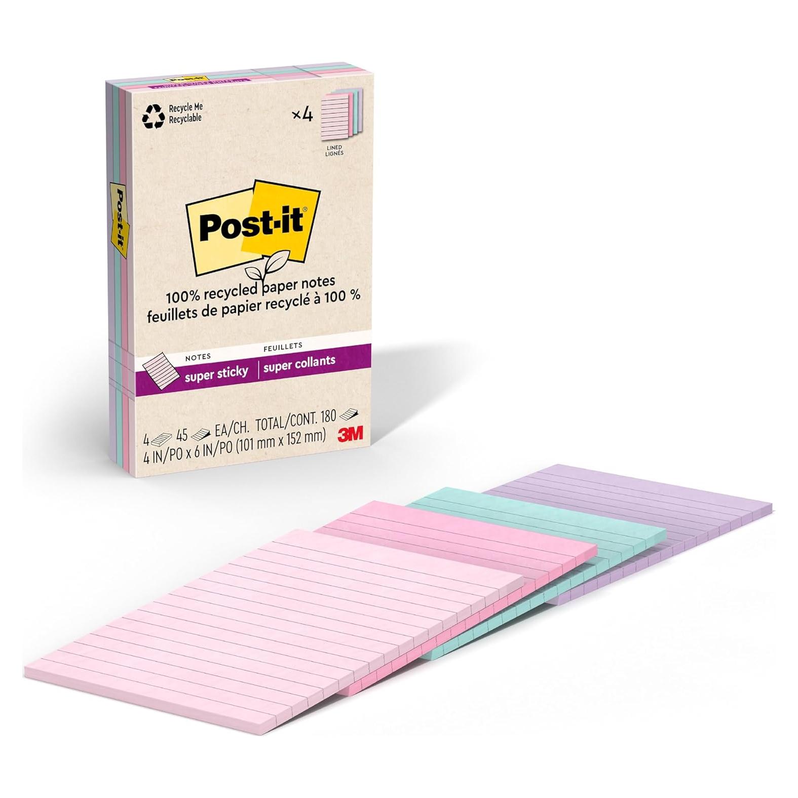 Notas Adhesivas Post-it Super Sticky 100% Recicladas 10x15 cm