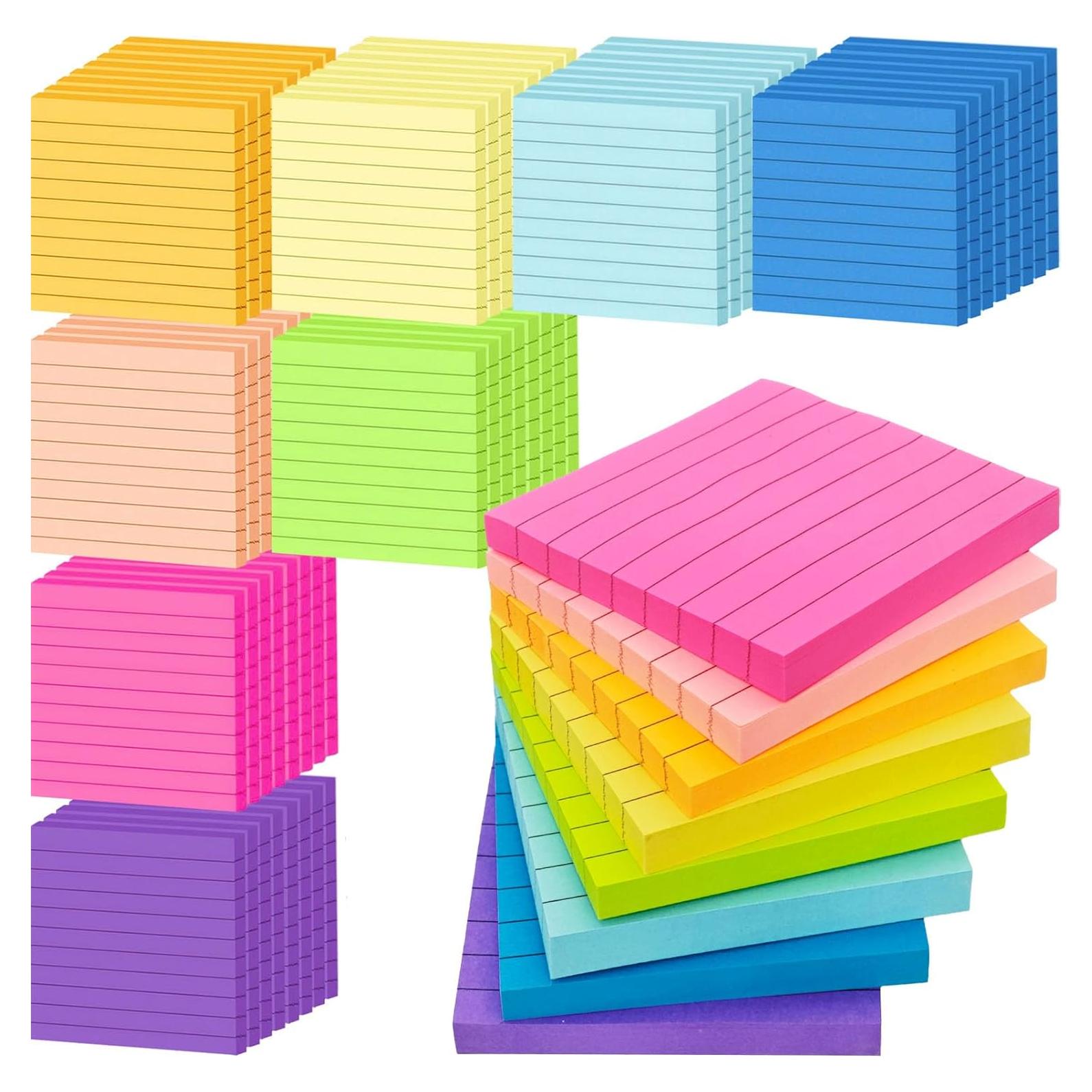 Paquete 48 Notas Adhesivas Rayadas 3x3 Beieverluck 3840 Hojas