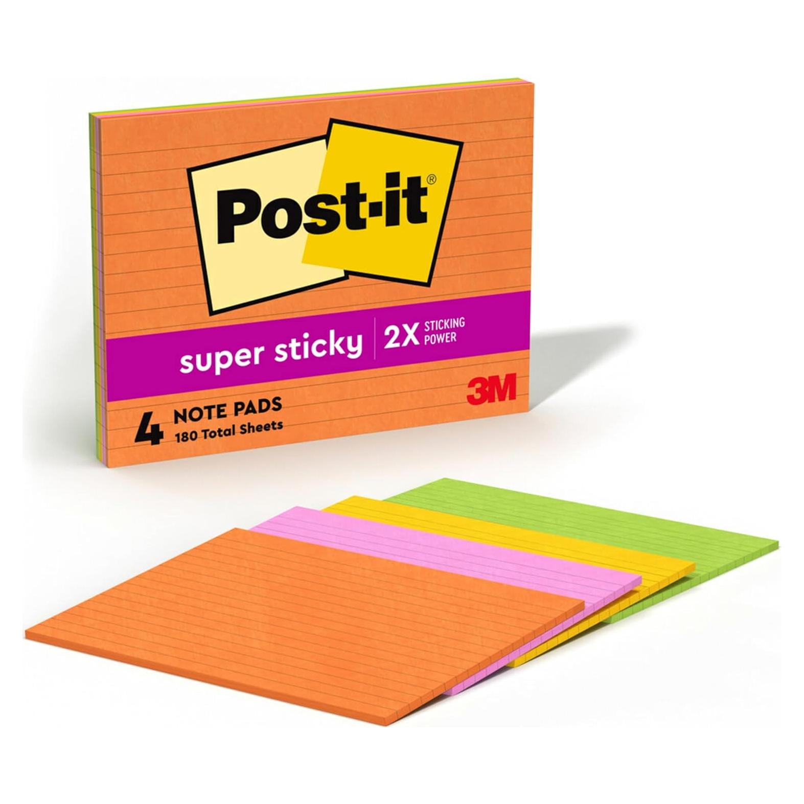 Notas Adhesivas Super Pegajosas Post-it 20.32x15.24cm 4 Blocs
