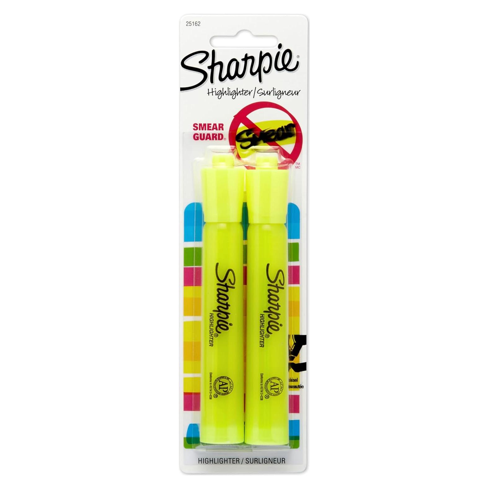 Marcadores Resaltadores Sharpie 25162PP Amarillo Fluorescente Paquete de 2