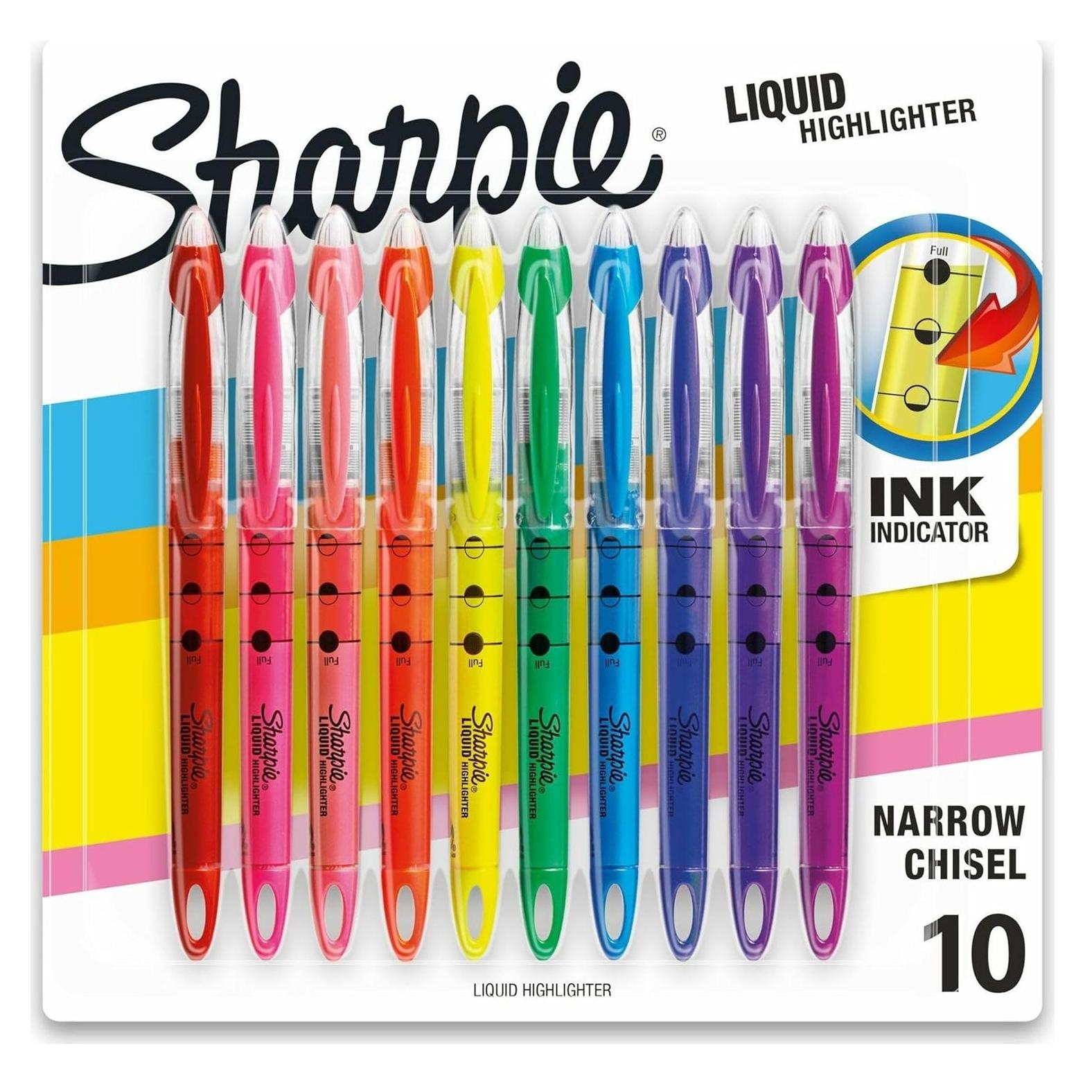 Marcadores Fluorescentes Sharpie Punta Cincel 10 Colores