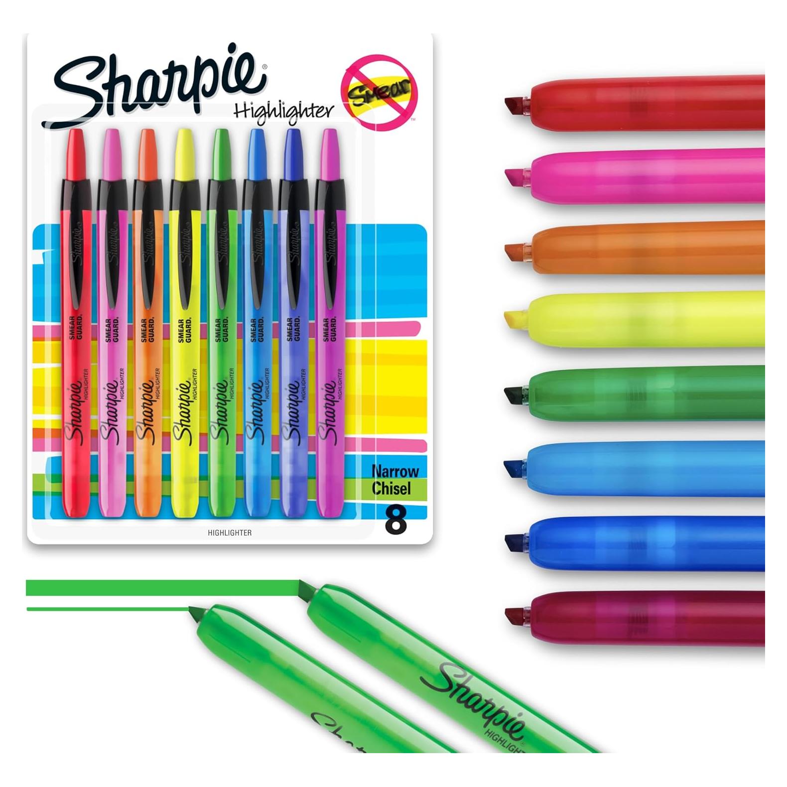 Juego de Marcadores Fluorescentes Sharpie 8 Colores Punta Cincel