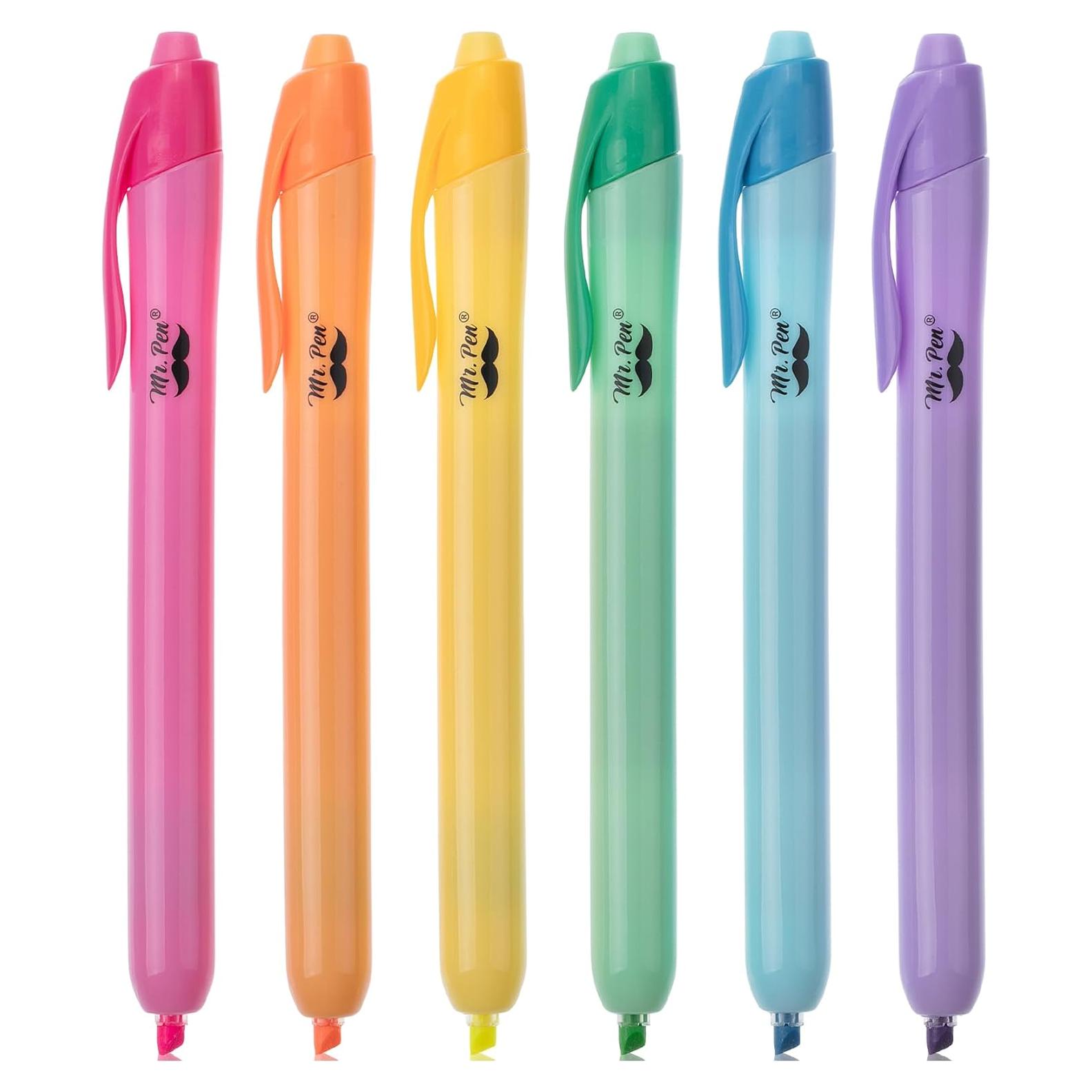Marcadores Fluorescentes Mr. Pen, 6 Colores Brillantes, 0.7mm