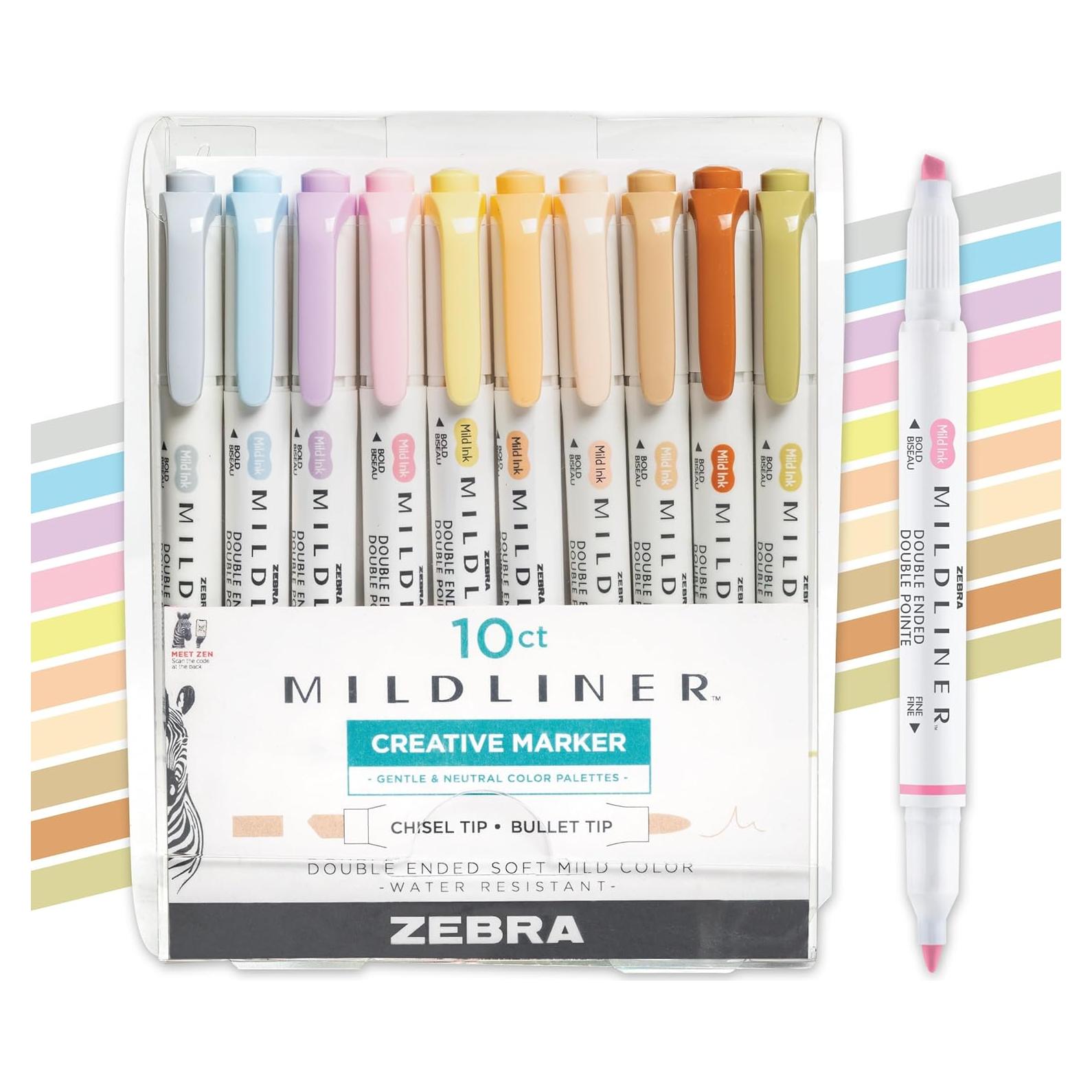 Juego de resaltadores Zebra Pen Mildliner 10 colores suaves