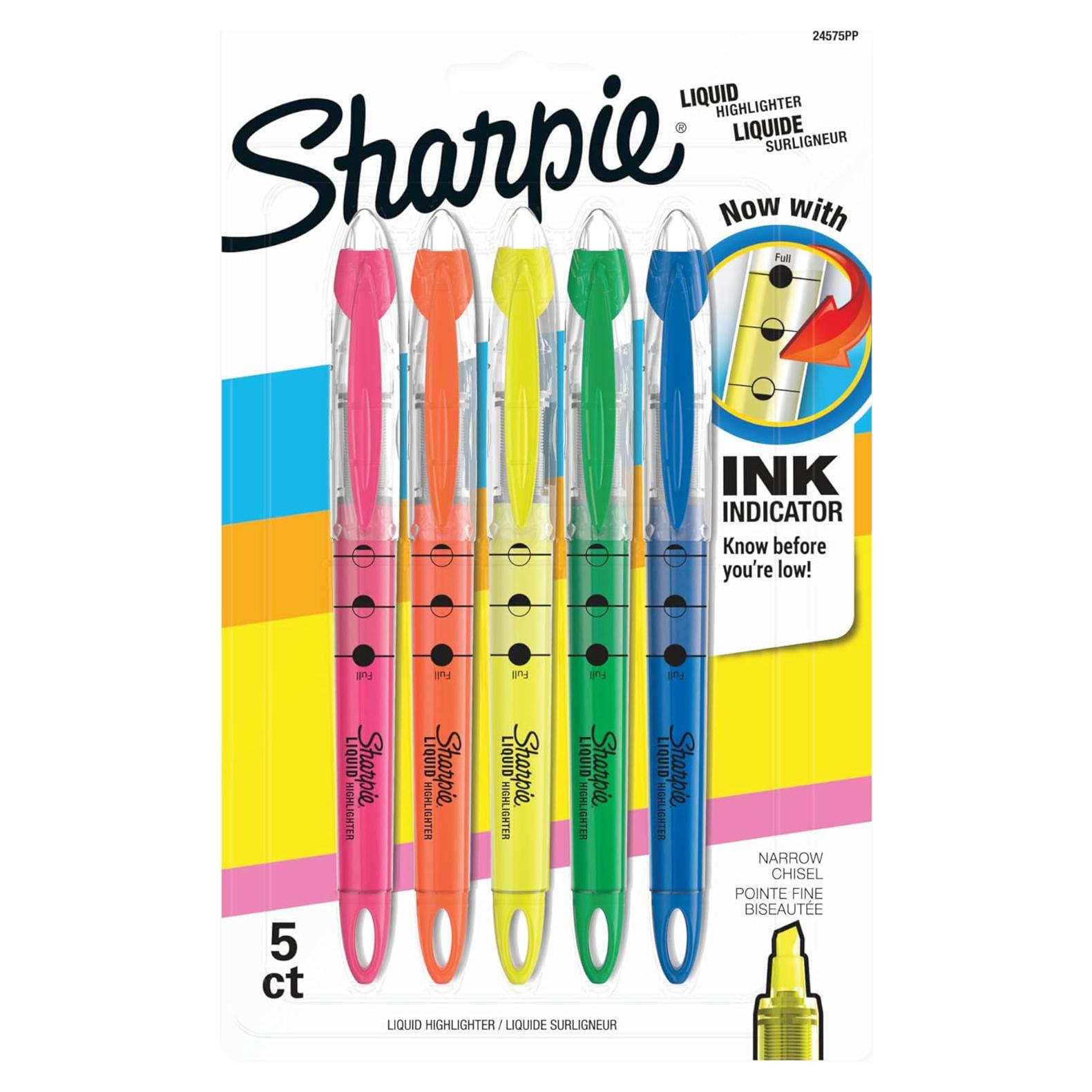 Marcadores Fluorescentes Sharpie Punta Cincel 5 Colores