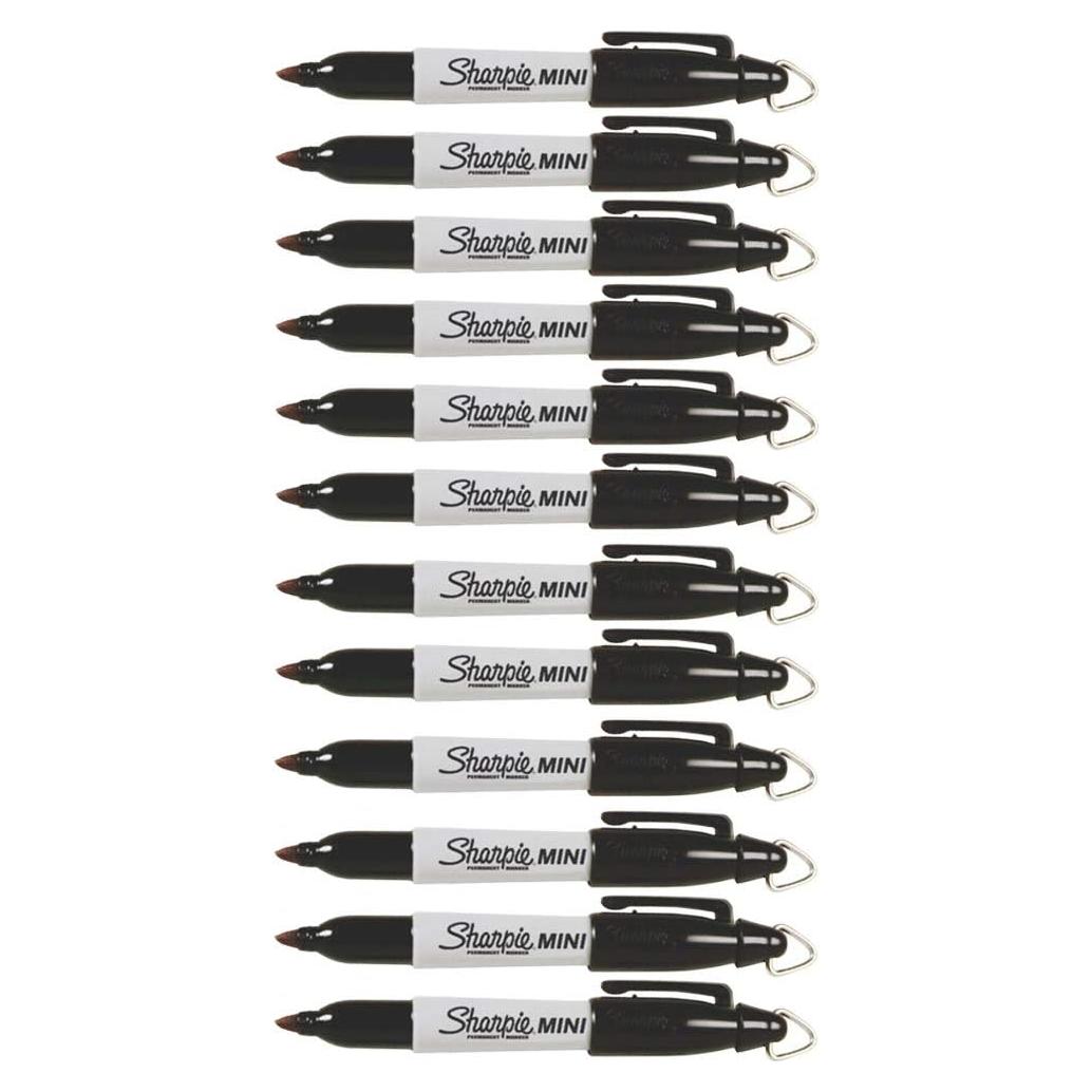 Marcadores Permanentes Sharpie Mini, Punta Fina, 12 Unidades, Negro