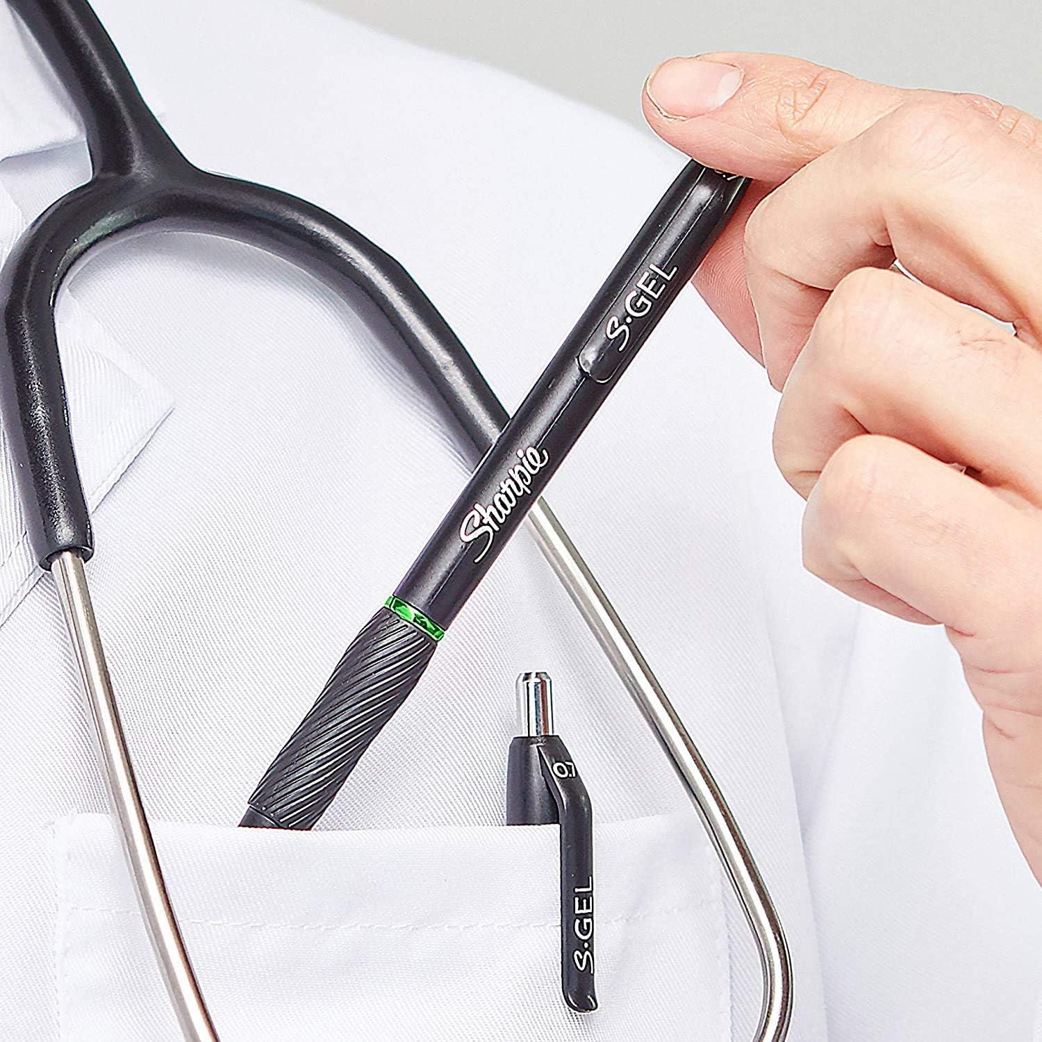 Bolígrafos de Gel Sharpie S-Gel, Negro, Punta Media 0.7mm, 12 Unidades