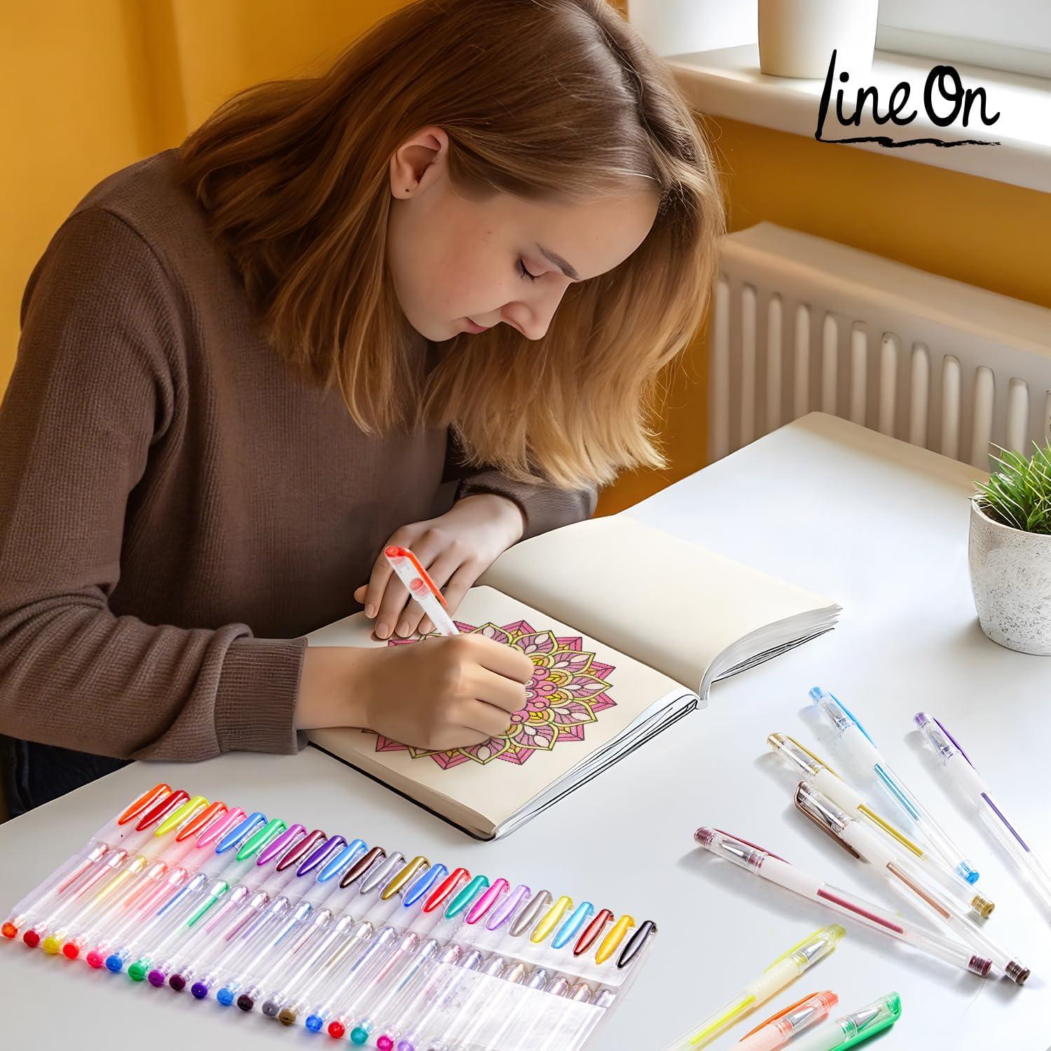 Set de 50 Bolígrafos de Gel Lineon Multicolor con Recargas