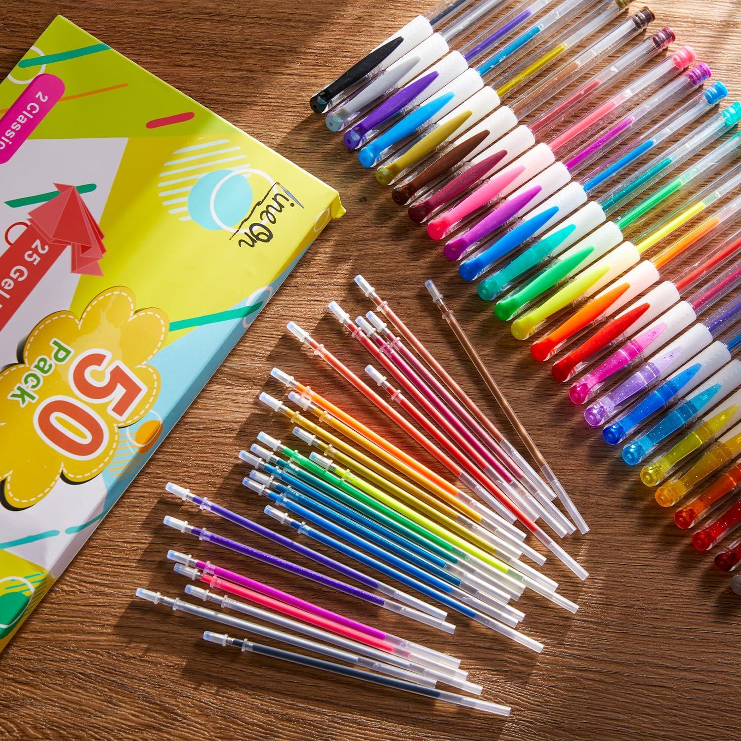 Set de 50 Bolígrafos de Gel Lineon Multicolor con Recargas