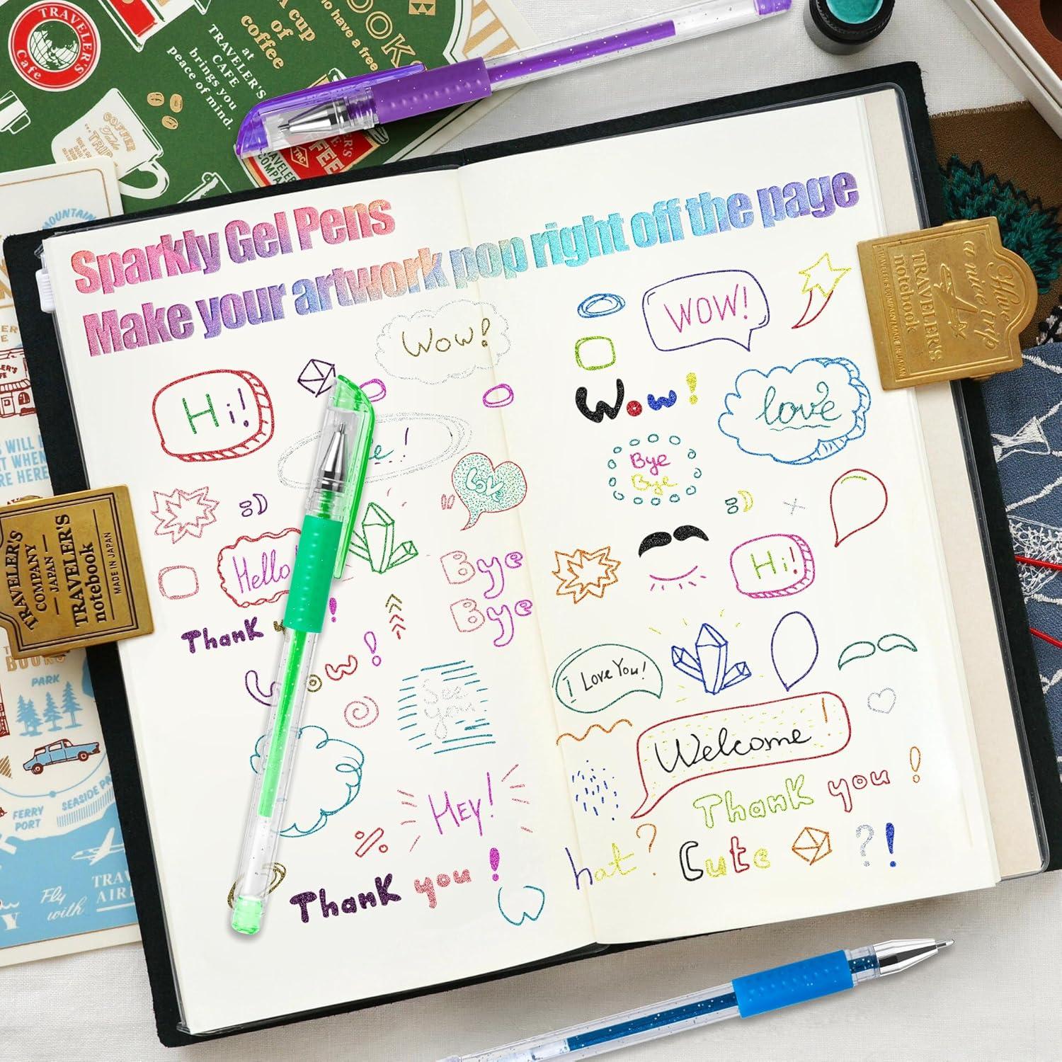 Set de 36 Bolígrafos de Gel Brillante Aen Art para Colorear