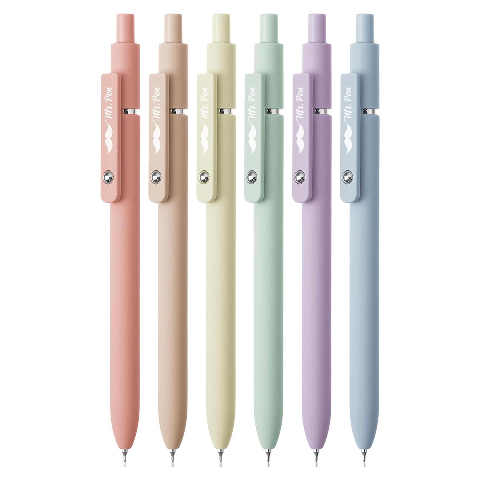 Bolígrafos de Gel Retráctiles Mr. Pen, 6 Paquete, Tinta Negra, Punta Fina 0.7mm