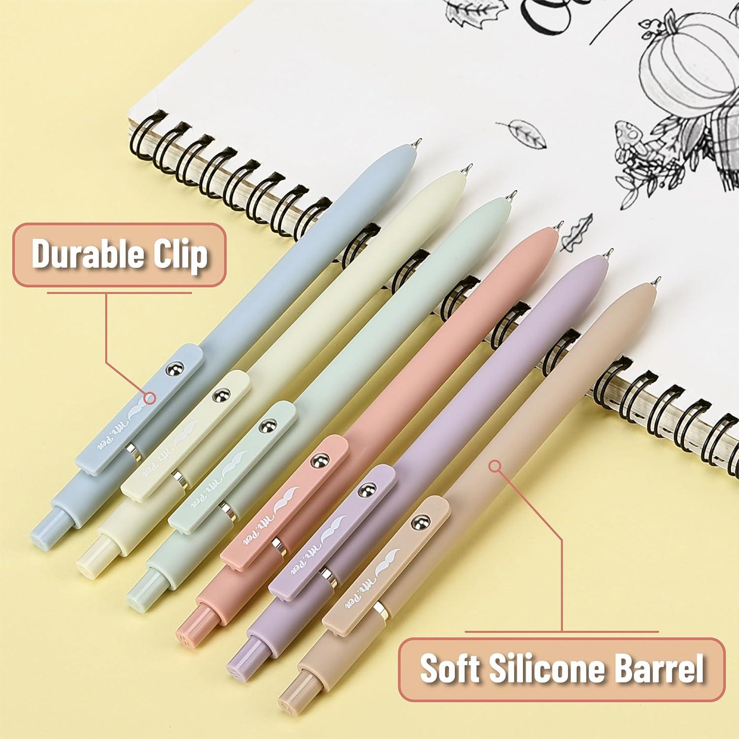 Bolígrafos de Gel Retráctiles Mr. Pen, 6 Paquete, Tinta Negra, Punta Fina 0.7mm