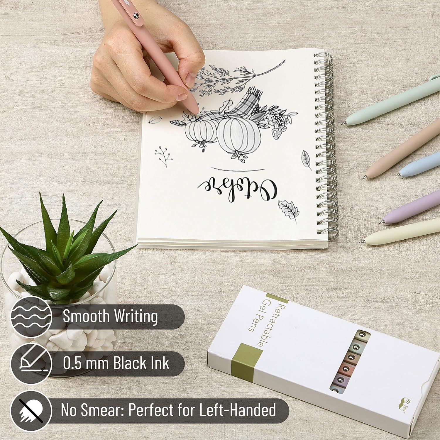 Bolígrafos de Gel Retráctiles Mr. Pen, 6 Paquete, Tinta Negra, Punta Fina 0.7mm