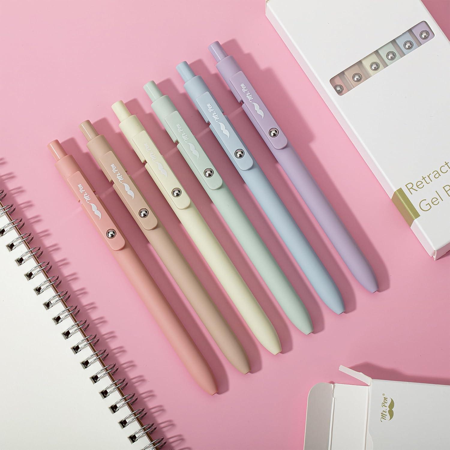 Bolígrafos de Gel Retráctiles Mr. Pen, 6 Paquete, Tinta Negra, Punta Fina 0.7mm