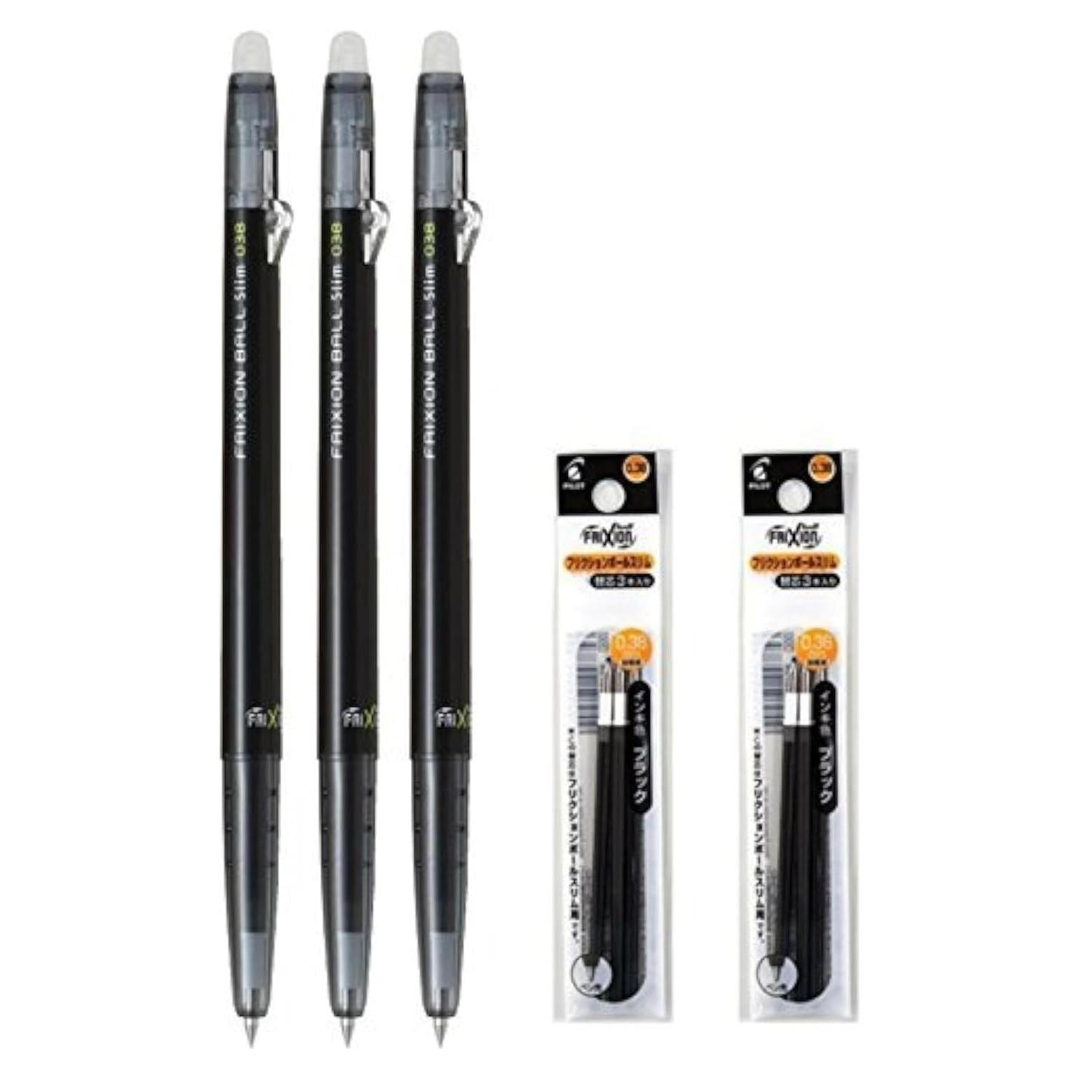 Bolígrafo Gel Borrable Pilot FriXion Ball Slim 0.38mm Negro - Set 3+6