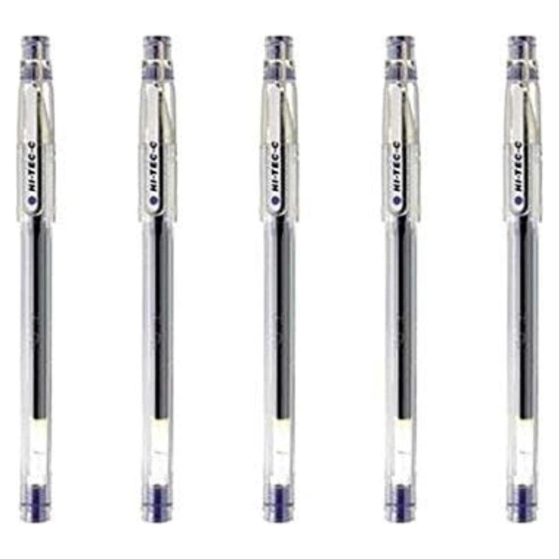 Bolígrafo de Gel Pilot Hi-Tec-C 04, Punta Ultra Fina 0.4mm, Tinta Azul, Paquete de 5