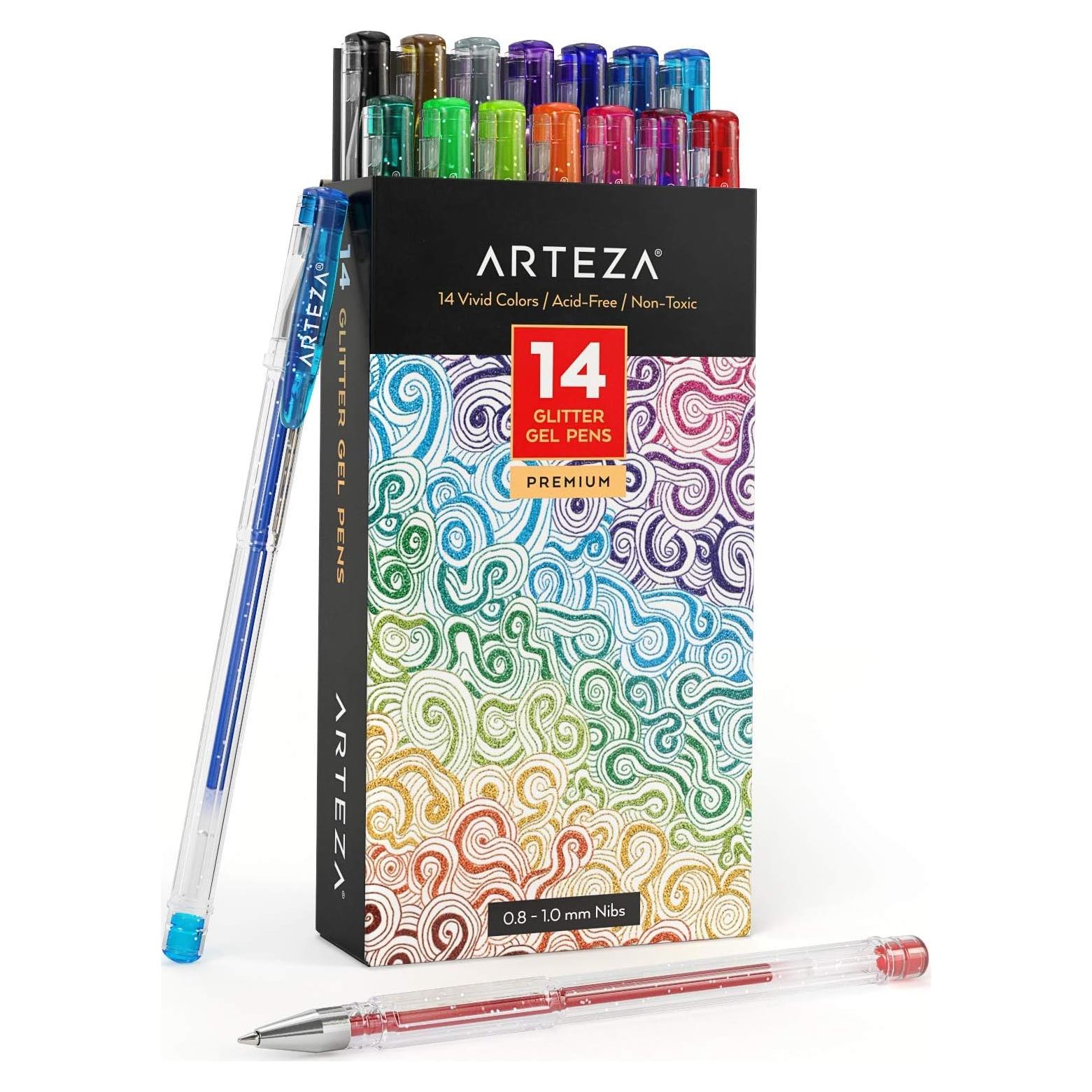 Set de 14 Bolígrafos de Gel Brillante ARTEZA - Punta 0.8-1.0 mm