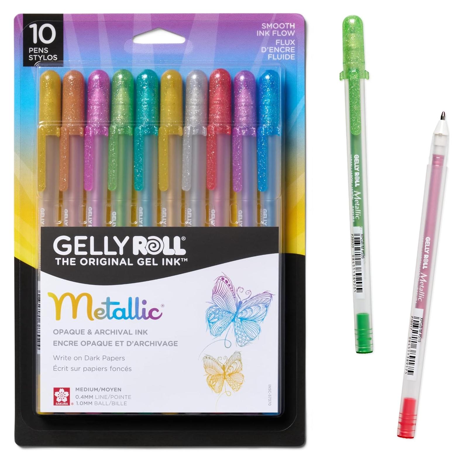 Bolígrafos de Gel Metálicos SAKURA Gelly Roll - 10 Piezas