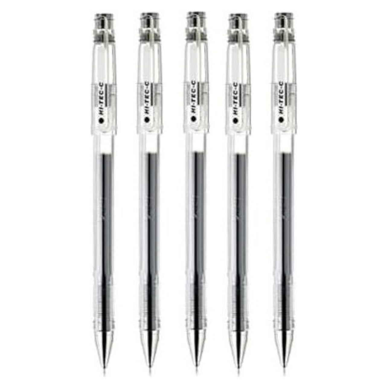 Bolígrafo Gel Pilot Hi-Tec-C 0.3mm Tinta Negra Paquete 5