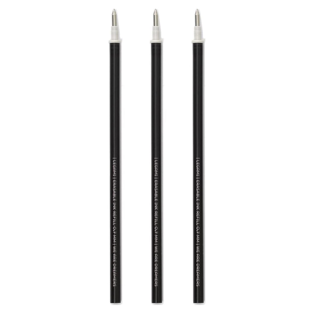 Recargas Legami para Bolígrafo Borrable, Set de 3, Tinta Negra