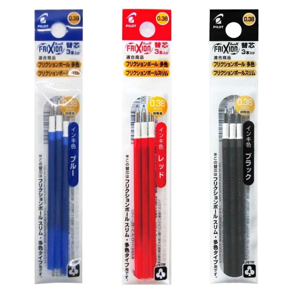 Recargas de Tinta de Gel Pilot FriXion Ball 0.38mm 3 Colores