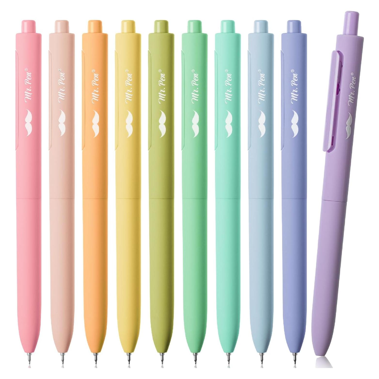 Bolígrafos de Gel Retráctiles Mr. Pen, 10 Colores, 0.5mm