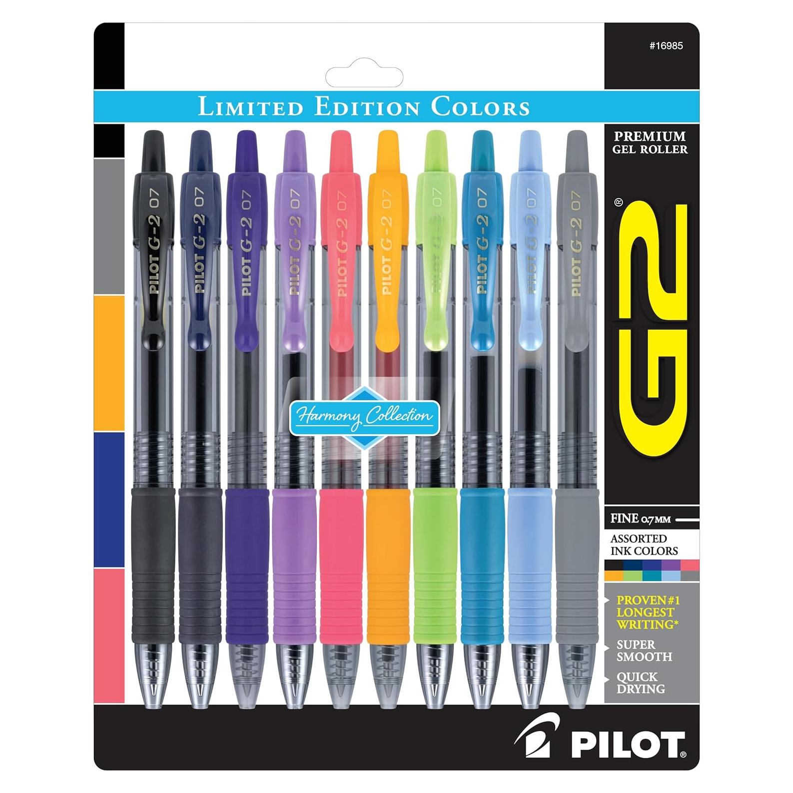 Bolígrafos de Gel Retráctiles Pilot G2 Harmony 0.7mm Multicolor - Paquete de 10