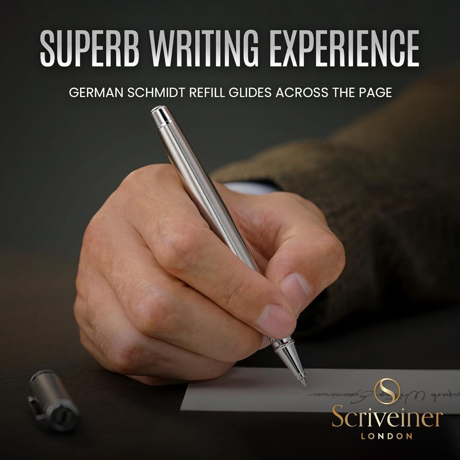 Bolígrafo Rollerball Scriveiner Acero Inoxidable 0.7mm Negro