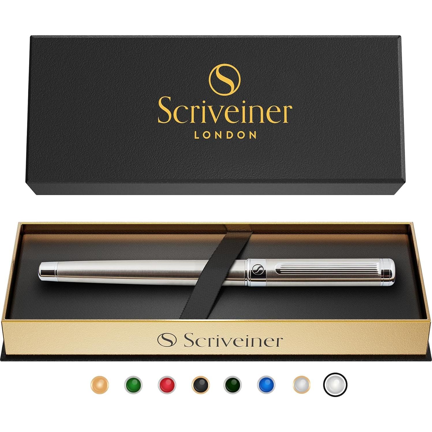 Bolígrafo Rollerball Scriveiner Acero Inoxidable 0.7mm Negro