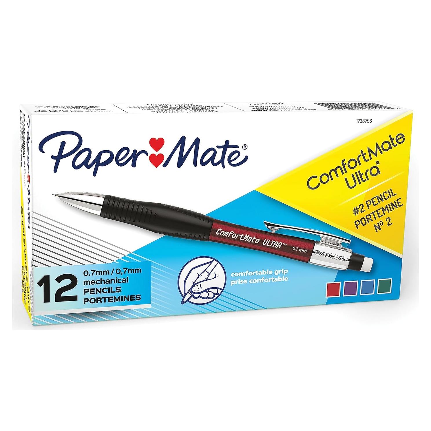Lápices Mecánicos Paper Mate ComfortMate Ultra 0.7mm HB #2 - 12 Unidades