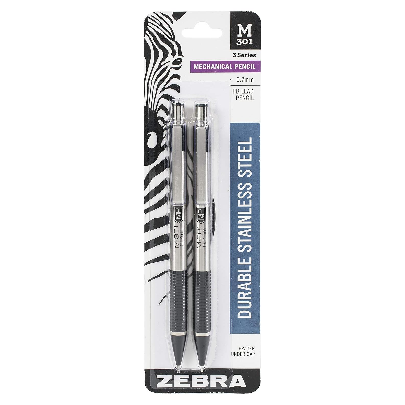 Lápices Mecánicos Zebra Pen M-301 Acero Inoxidable 0.7mm - 2 Unidades
