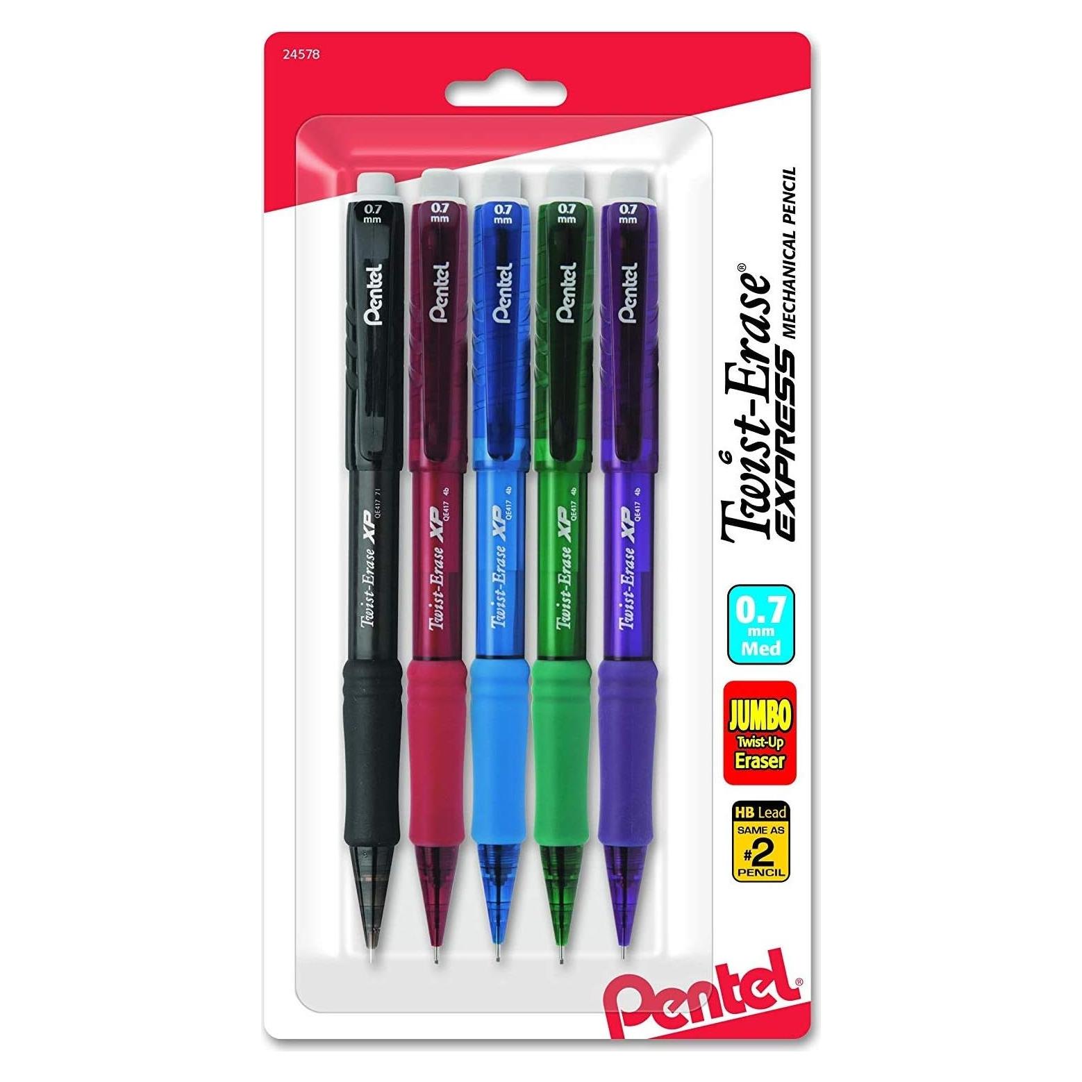 Lápiz Mecánico Pentel Twist-Erase Express 0.7mm Paquete de 5