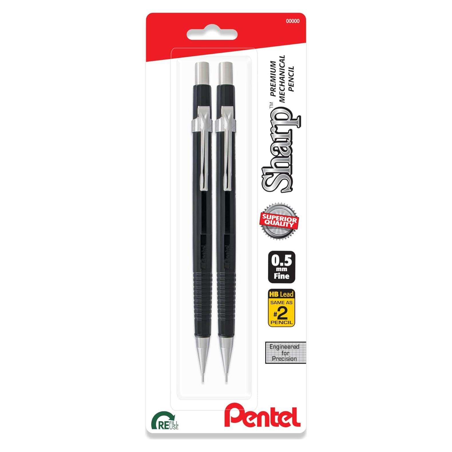 Lápiz Mecánico Pentel P205BP2K6 0.5 mm Negro - 2 Unidades