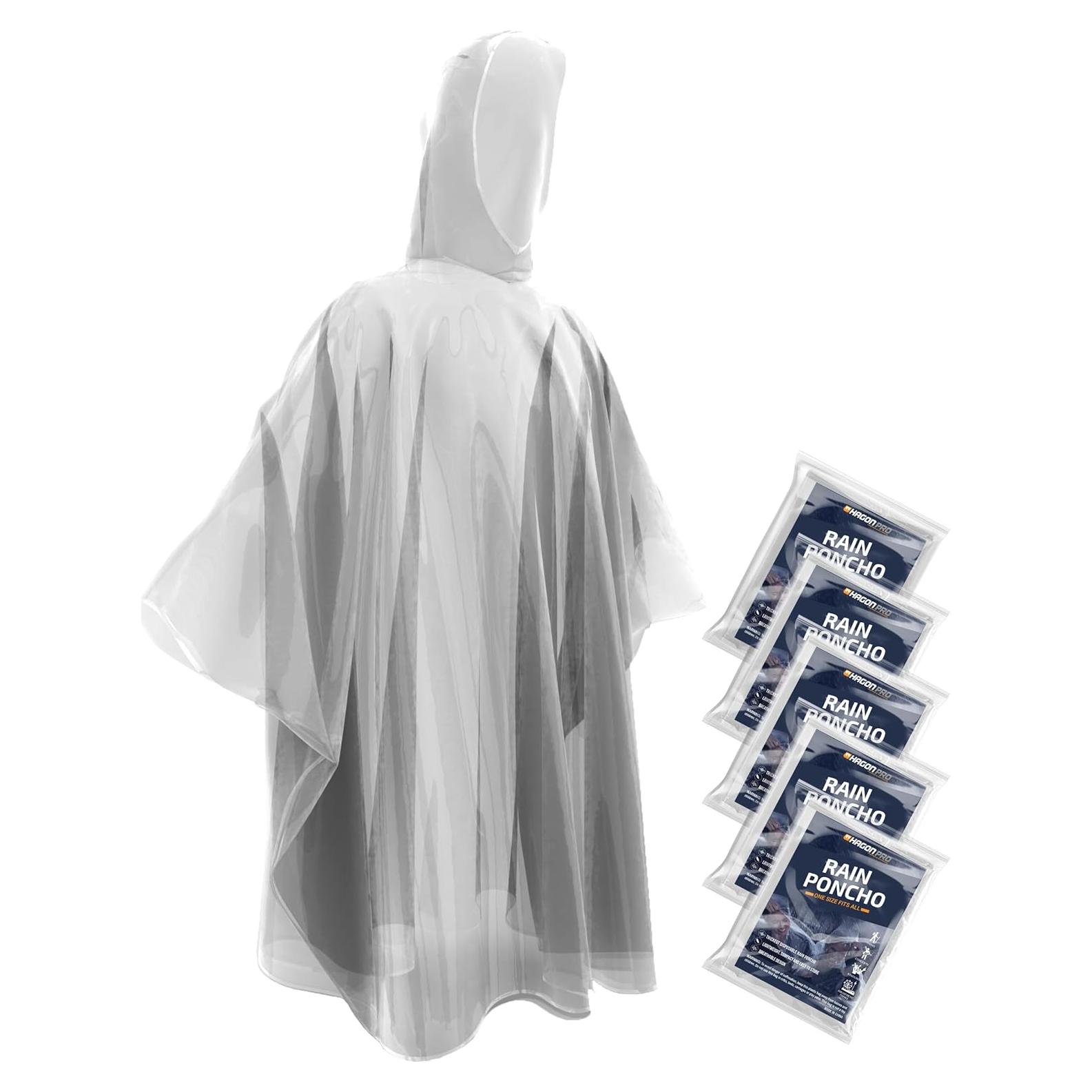 Ponchos de Lluvia Desechables Hagon PRO Transparentes (5 Pzs)