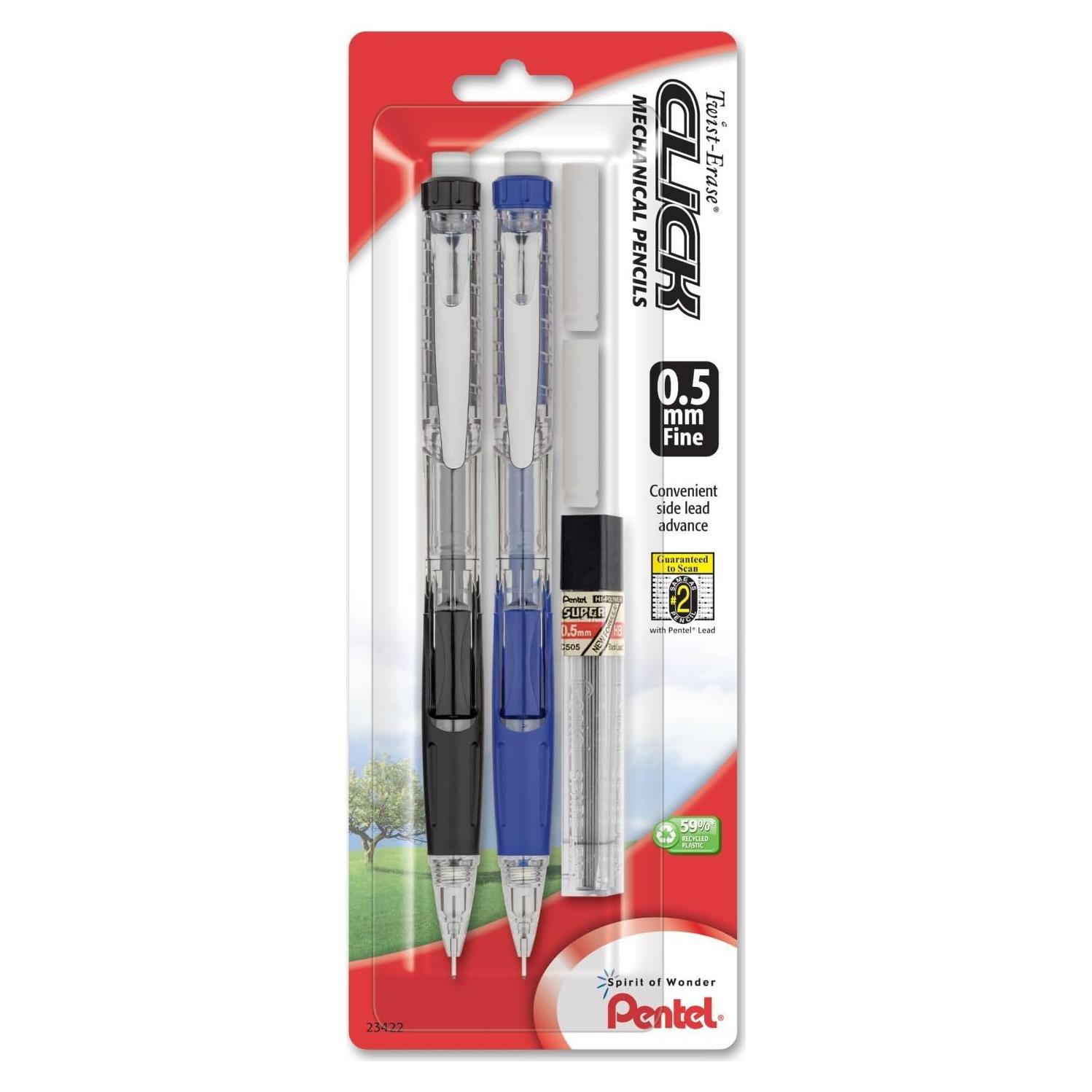 Lápiz Mecánico Pentel Twist-Erase 0.5mm, Paquete de 2