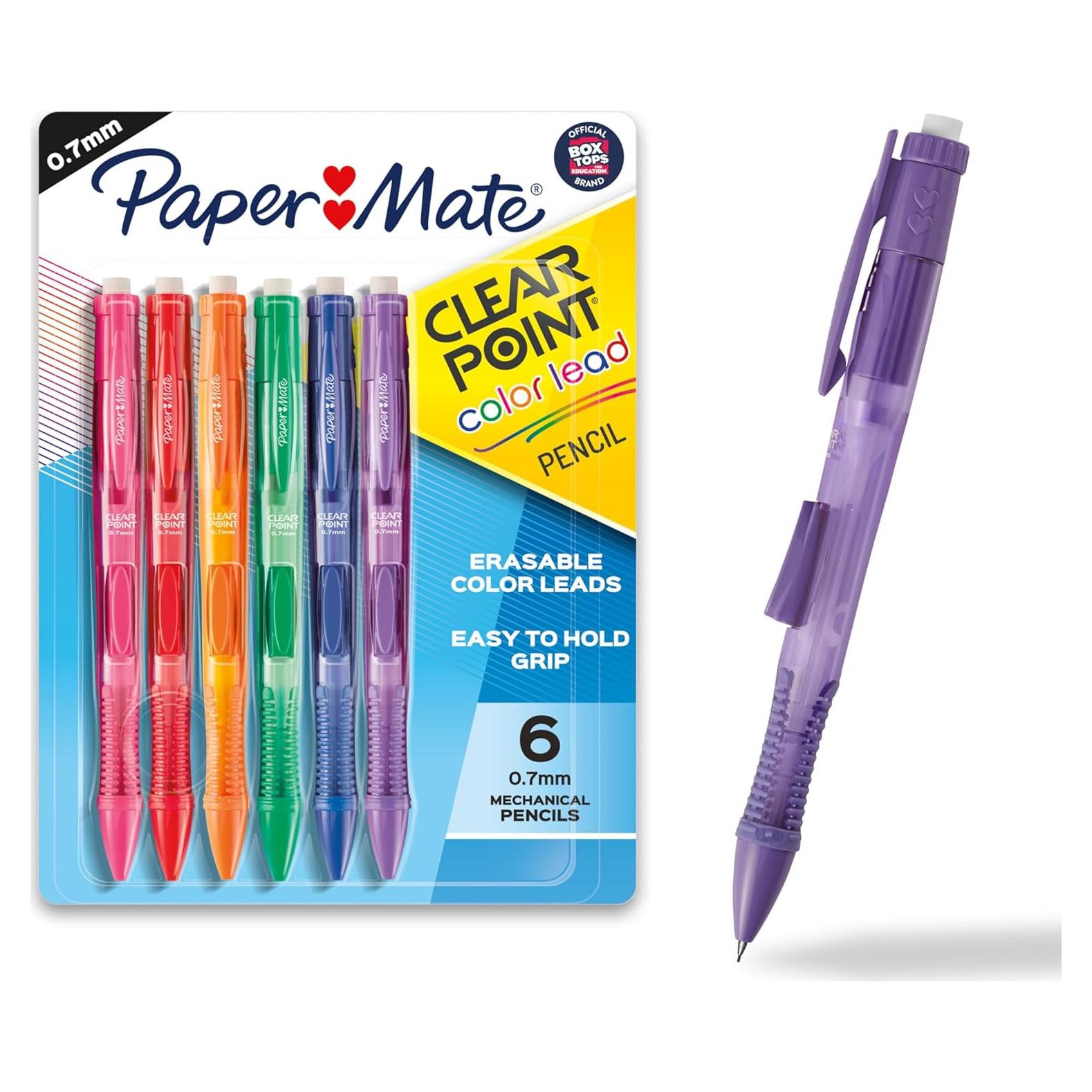 Lápices Mecánicos Paper Mate Clearpoint 0.7 mm Colores Vibrantes Paquete de 6