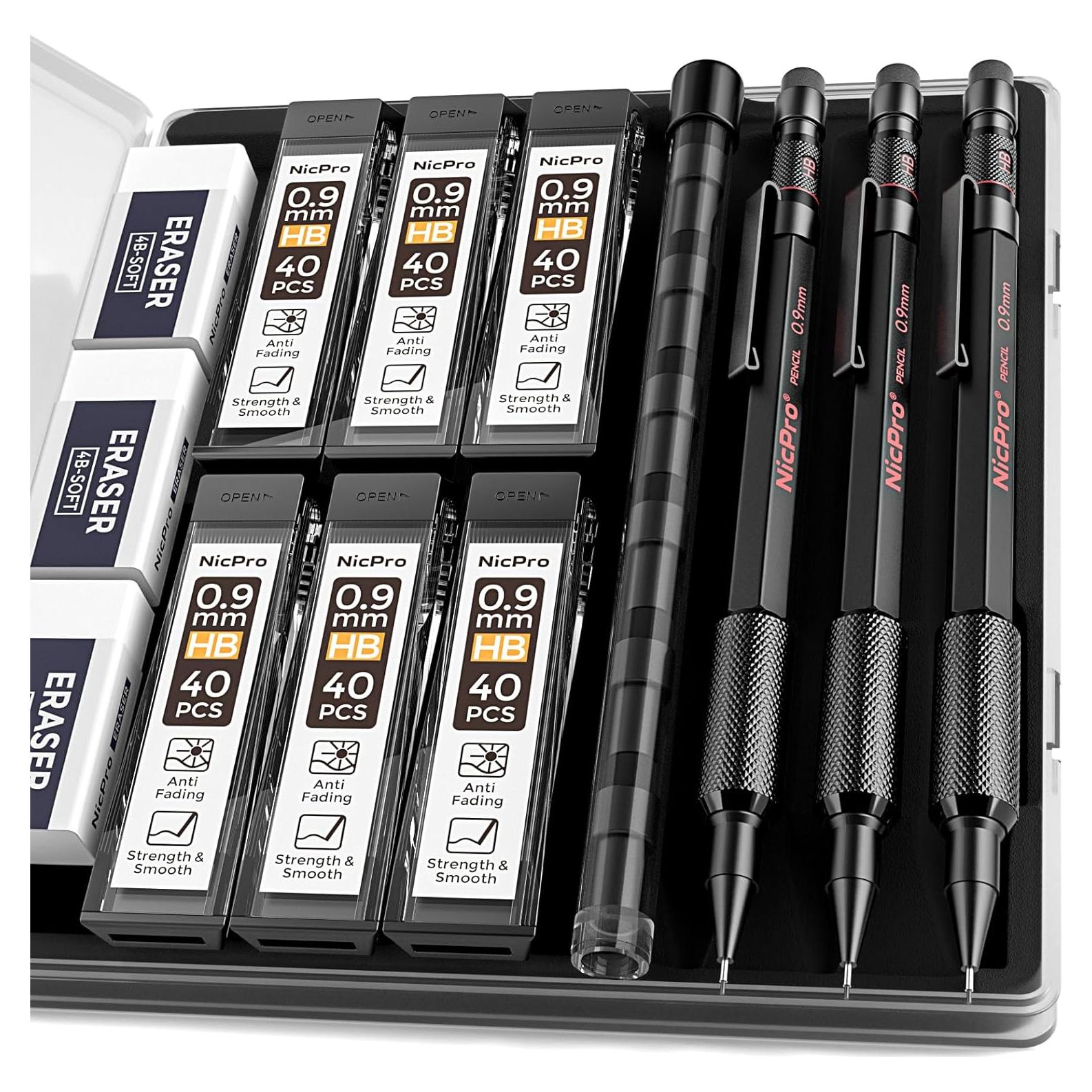 Conjunto de Lápices Mecánicos Nicpro MP2000 0.9mm con Estuche