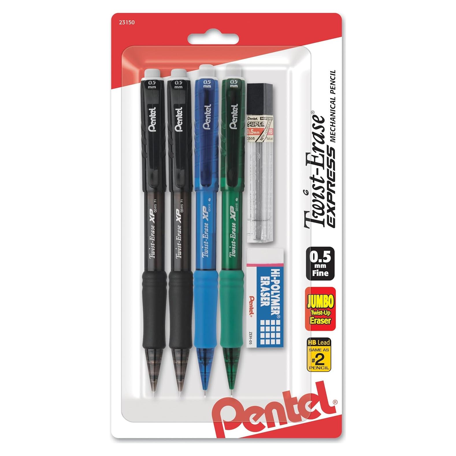 Lápices mecánicos Pentel Twist-Erase Express 0.5mm HB - 4 unidades