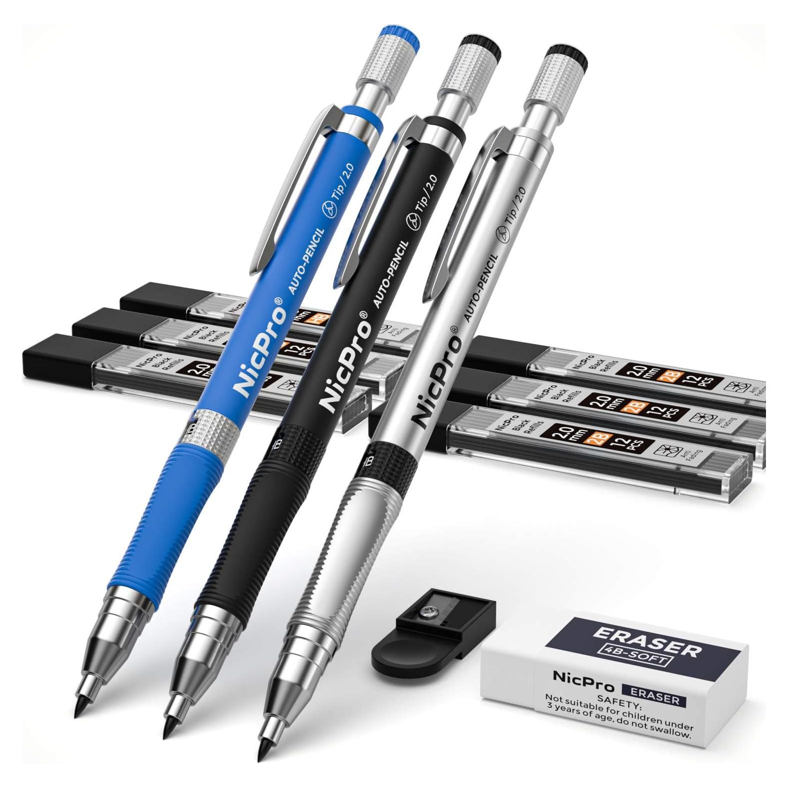 Conjunto de Lápices Mecánicos Nicpro 11 Piezas 2mm con Repuestos