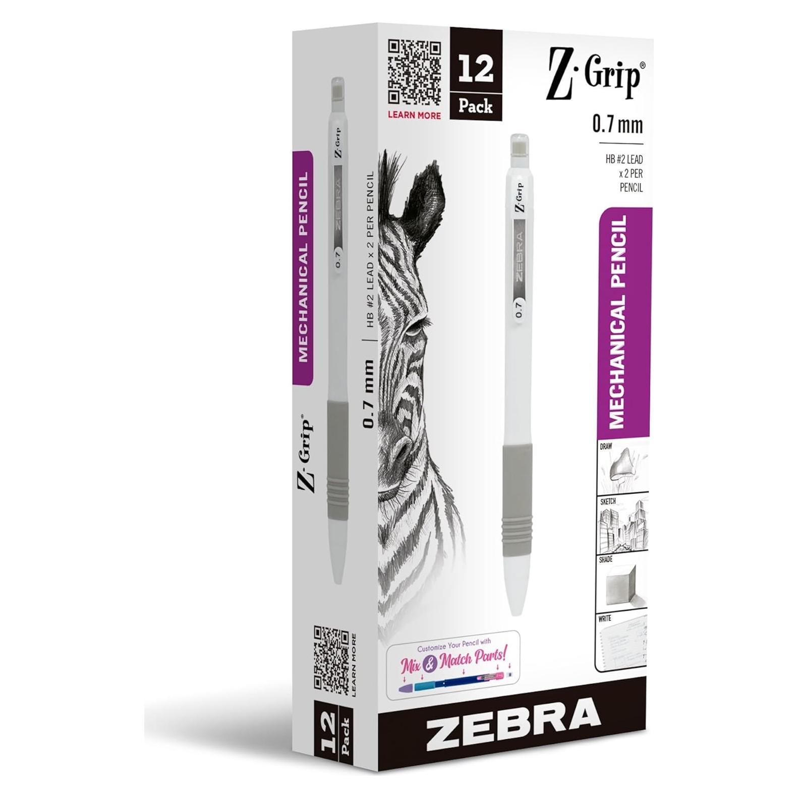 Lápiz Mecánico Zebra Pen Z-Grip 0.7mm Grafito HB Paquete 12