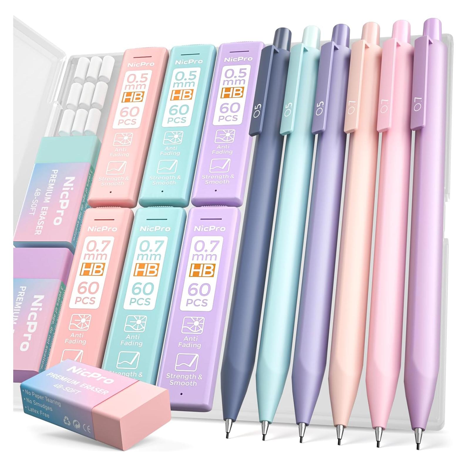 Conjunto de Lápices Mecánicos Nicpro 6PCS 0.5mm y 0.7mm