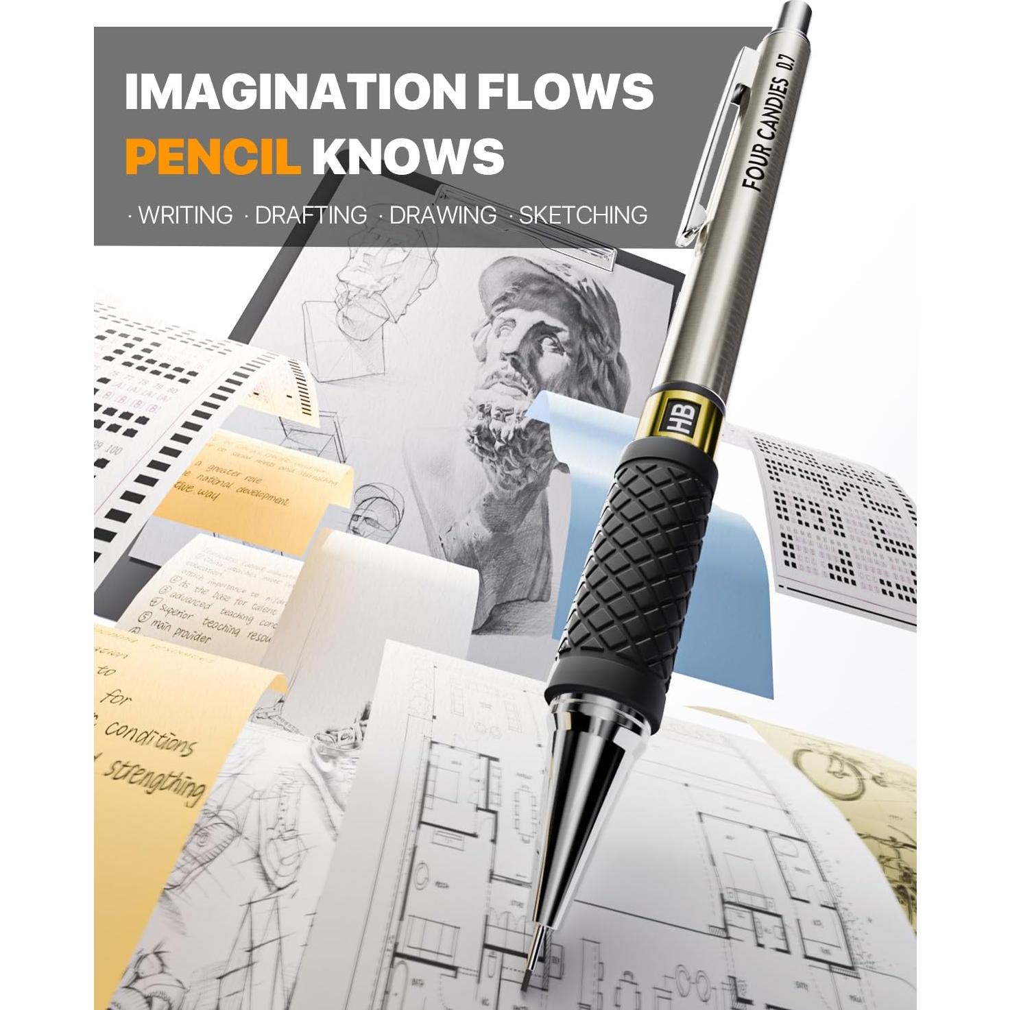 Juego de Lápices Mecánicos Metálicos Four Candies 0.7mm 3PCS