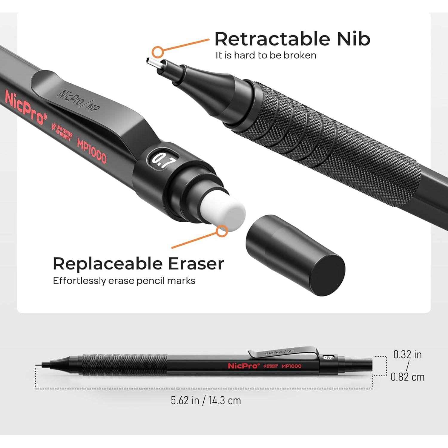 Juego de Lápices Mecánicos Nicpro Black Art 5PCS 0.3-2.0mm