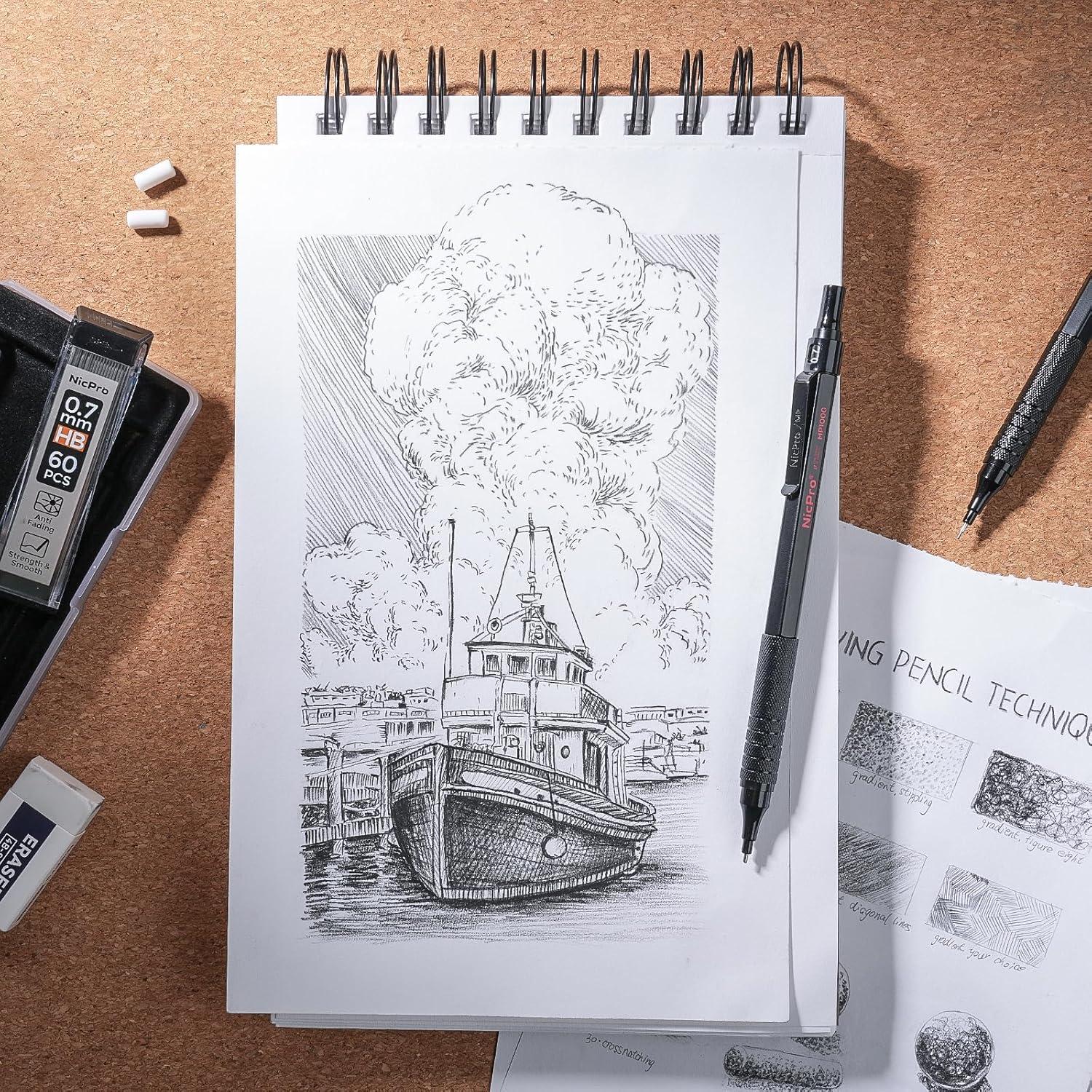 Juego de Lápices Mecánicos Nicpro Black Art 5PCS 0.3-2.0mm