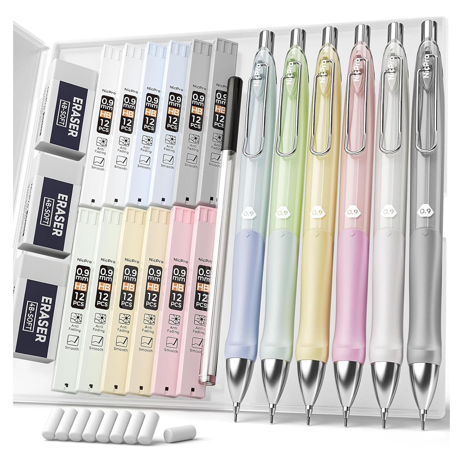 Conjunto de Lápices Mecánicos Nicpro 6PCS 0.9mm Pastel