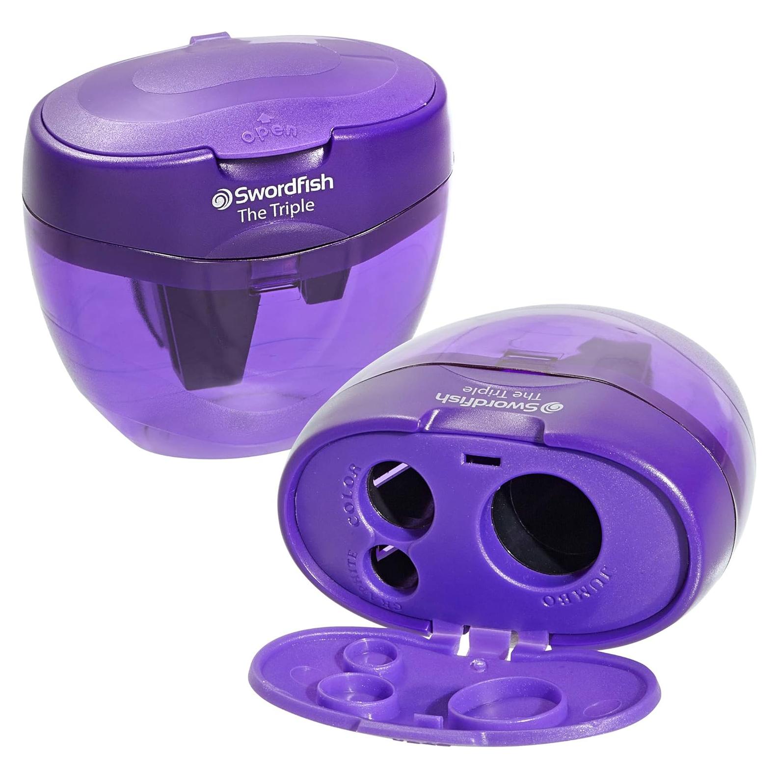 Sacapuntas Triple Swordfish Púrpura con Recipiente 8-16 mm