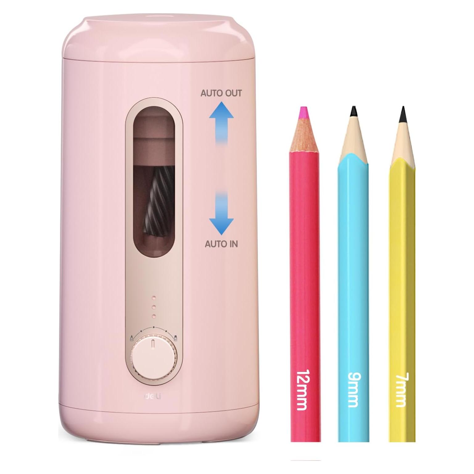 Afilador de Lápices Eléctrico Deli VA10-PK Recargable Rosa