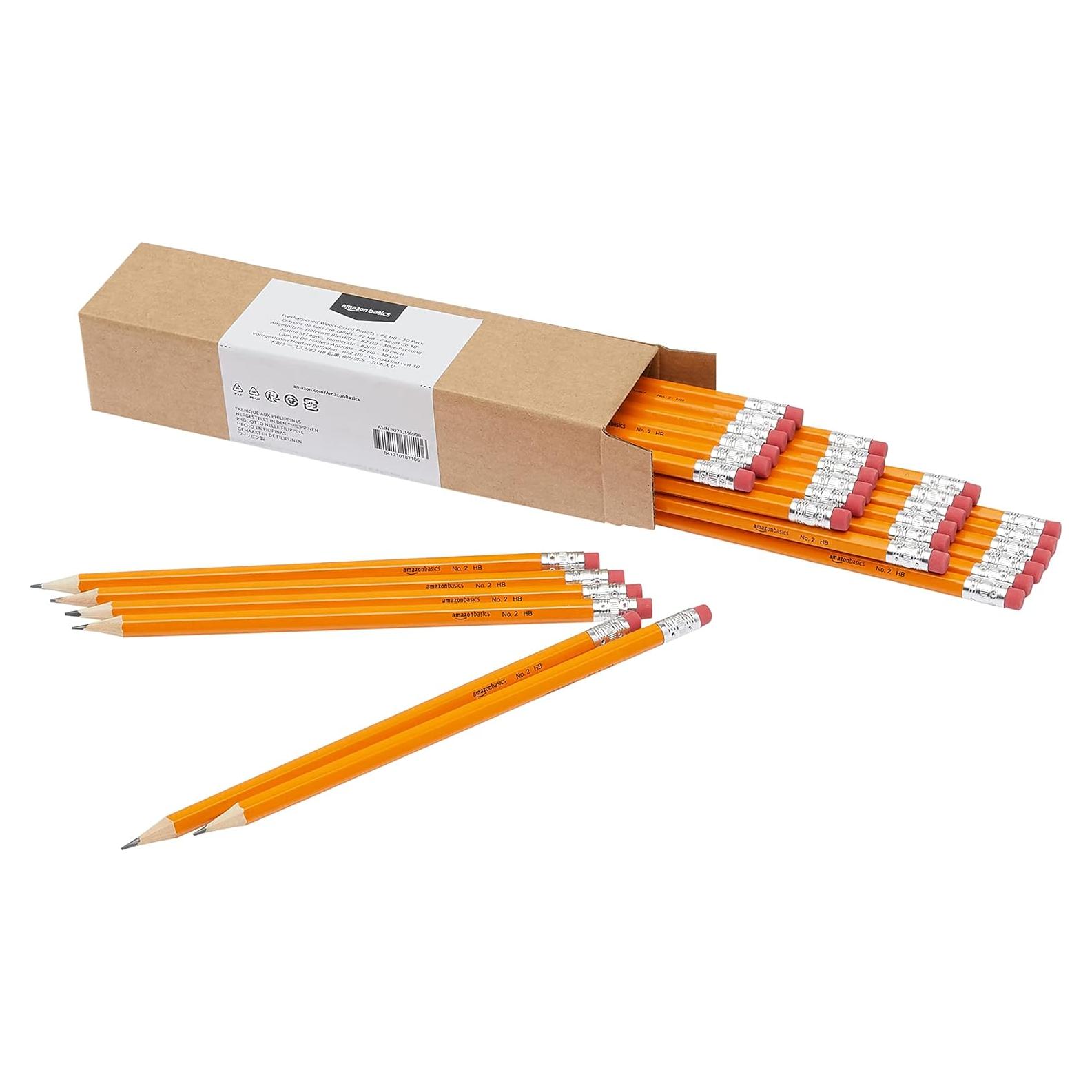 Lápices de Madera Amazon Basics HB Pre-afilados 30 unidades Naranja